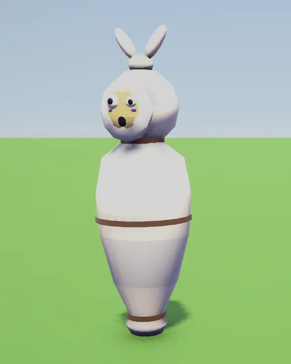Hopping Pocong, a ghost wrapped in a white burial shroud tied at the head and feet